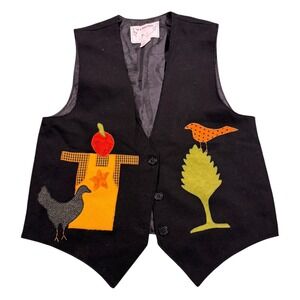 Me & Mama Payne Custom Embroidered Vest with Bird and Nature Motifs Appliqué